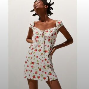 Zara Rose-Print Floral Mini Dress 🌹 Women’s XS